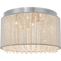 Galina 10 Light Flush Ceiling Light - Chrome/Crystal