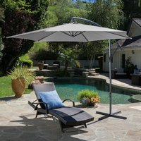 3M Light Grey Sun Parasol Hanging Banana Umbrella Outdoor Sun Shade