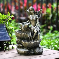 50cm H Angle Shape Solar Resin Water Fountain with LED Lights