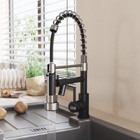 Stainless Steel Kitchen Faucet with Pull Down Spring Spout and Pot Filler