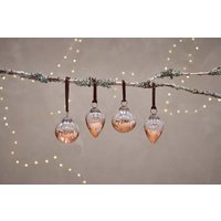 nkuku Nevasa Baubles Set Of 4 | Christmas Decorations | Clear/Antique Copper