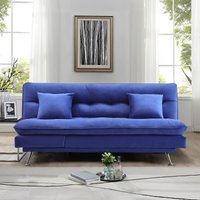 Modern 3-Seater Linen Fabric Sofa Bed with Cushions and 2 Pillows