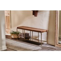 nkuku Mahi Iron & Leather Bench | Seating | Brass