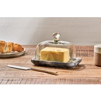 nkuku Kallso Marble Butter Dish | Serveware | Grey