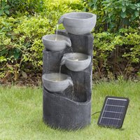 Outdoor Solar-Powered Water Fountain Rockery Decor with LED Light