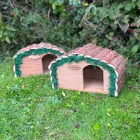 Wooden Hedgehog House Hogitat With Bark Roof (Set of 2)