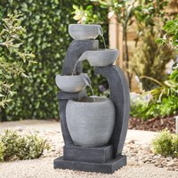 Outdoor Decor Solar-Powered Water Fountain Rockery Decor with LED Light