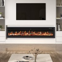 40/50/60/70/80 Inch Electric Fireplace 9 Colour LED Flame Effect Heater With Remote Control