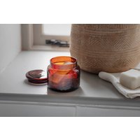 nkuku Ilcoso Recycled Hammered Glass Storage Pot | Bathroom | Amber