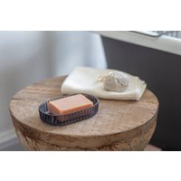 nkuku Valeska Recycled Glass Soap Dish | Bathroom | Grey Smoke