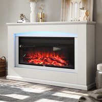 39/48 Inch W Electric Fireplace Suite 1800W with Ambient Light 1/7 LED Colours