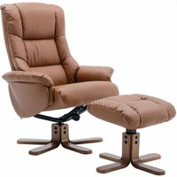 Florence Swivel Recliner & Footstool - Tan/Autumn Oak