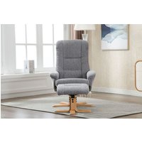 Florida Swivel Recliner & Footstool - Lake Blue/Mid Oak