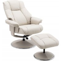 Denver Swivel Recliner & Footstool - Mushroom/Chrome Trim