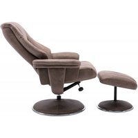 Denver Swivel Recliner & Footstool - Pecan/Chrome Trim