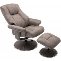 Denver Swivel Recliner & Footstool - Rhino/Chrome Trim