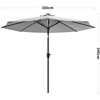 Light Grey 3M Outdoor Parasol Umbrella with LED Lights