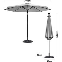 Light Grey 3M Outdoor Parasol Umbrella with LED Lights