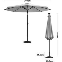 Light Grey 3M Outdoor Parasol Umbrella with LED Lights