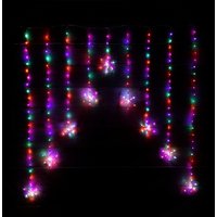 1.2m Premier Christmas Static Snowflake LED Silver Pin Wire V Curtain Lights in Rainbow