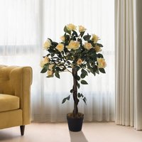 90CM Height Artificial Plants Yellow Rose Tree with Pot