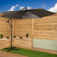 3m Hanging Banana Cantilever Garden Parasol with Cover in Grey