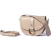 Galway Crystal Fashion Saddle Bag Light Taupe Croc Detail