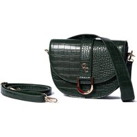 Galway Crystal Fashion Saddle Bag Forest Green Croc Detail