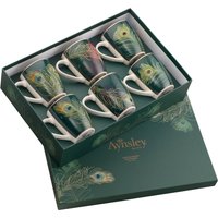 Aynsley Peacock Feather Mugs Set of 6 in Hat Box