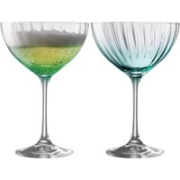 Galway Crystal Erne Cocktail/Champagne Saucer Set of 2 in Aqua