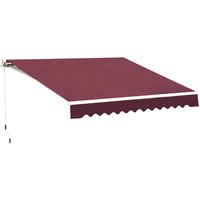 Outsunny Waterproof Manual Retractable Awning, 3x2.5m Sun Shade Canopy for Garden Patio, UV Protection, Red   Aosom UK