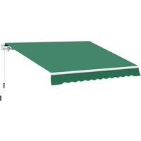 Outsunny Waterproof Manual Retractable Awning, Garden Patio Sun Shade Shelter, 4m x 3m, Durable, Green   Aosom UK