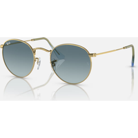 Round Metal Gradient Sunglasses in Polished Gold & Blue