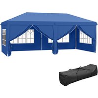 Outsunny 3 x 6m Canopy Tent, Instant Gazebo with Waterproof Side Panels, Carry Bag, for Parties & Outdoor Events, Blue   Aosom UK