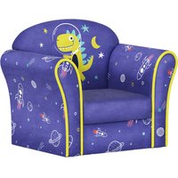 AIYAPLAY Kids Sofa Kids Couch Armchair with Stylish Planet and Dinosaurs Design, Wooden Frame, for Bedroom, Playroom, Kids Room, Pink   Aosom UK