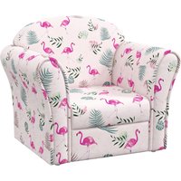 AIYAPLAY Kids Armchair with Flamingo Design, Wooden Frame, for Bedroom, Playroom, Kids Room, Pink   Aosom UK