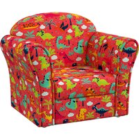 AIYAPLAY Kids Armchair with Dinosaur Design, Wooden Frame, for Bedroom, Playroom, Kids Room, Red   Aosom UK