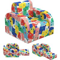 AIYAPLAY Foldable Toddler Chair Soft Snuggle Sponge Filled for Bedroom Playroom, Aged 18 Months to 3 Years - Multicoloured   Aosom UK