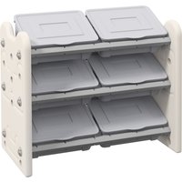 AIYAPLAY 3 Tier Kids Toy Storage Units with 6 Storage Boxes, 76 x 37 x 60cm, Grey   Aosom UK