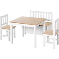 HOMCOM Pine Wood Kids 4 Pc Furniture Set-Oak/White   Aosom UK