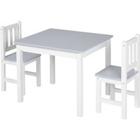 HOMCOM Children's Table and 2 Chairs Set, 3 Piece Toddler Activity Desk for Arts, Crafts, Study, Snack Time, Easy to Assemble, Grey   Aosom UK