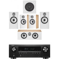 Denon AVRS670H 5.2 Ch 8K AV Receiver with Bowers and Wilkins 606 and 607 S3 5.1 Surround Sound Speaker Package Oak