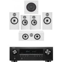 Denon AVRS670H 5.2 Ch 8K AV Receiver with Bowers and Wilkins 606 and 607 S3 5.1 Surround Sound Speaker Package White