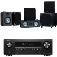 Denon AVRS670H 5.2 Ch 8K AV Receiver with Monitor Audio Bronze 100 AV 5.1 Speaker Package Black