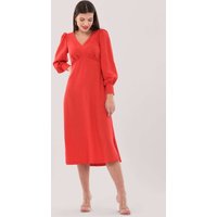 Closet London Red V-Neck Long Sleeve Midi Dress