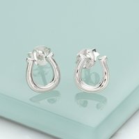 Silver Lucky Horseshoe Stud Earrings
