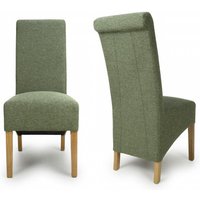 Krista Roll Back Green Weave Dining Chairs - Set Of 2