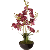 Extra Large Real Touch Purple Orchid Plant In Black Ceramic Pot - 81cm Tall