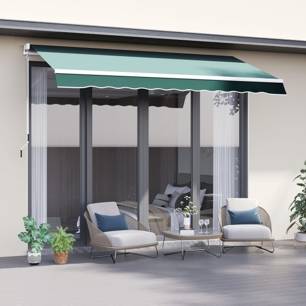 Outsunny Manual Retractable Garden Patio Awning, Sun Shade Shelter with Winding Handle, 2.5m x 2m, Green   Aosom UK - Image 2