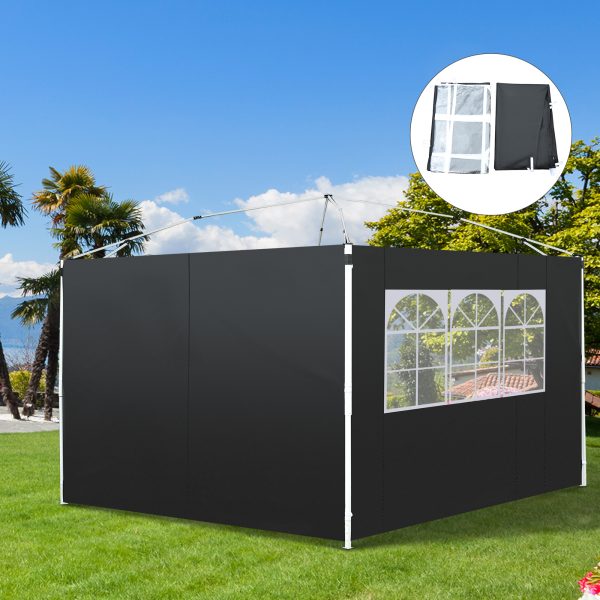 Outsunny 3m Gazebo Exchangeable Side Panels Wall-Black - Image 9